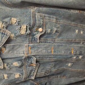 Hyped Unicorp Distress Denim Blue Jean Jacket, Size M